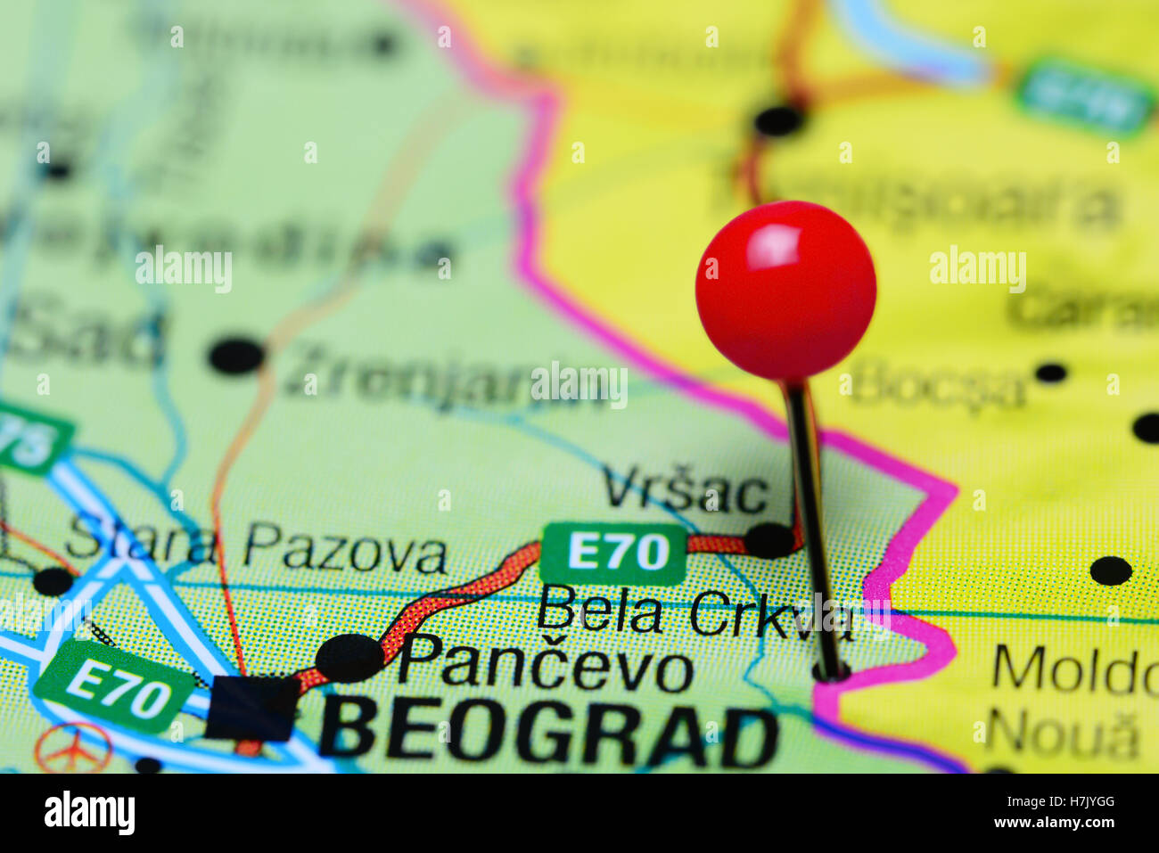 Bela Crkva pinned on a map of Serbia Stock Photo - Alamy