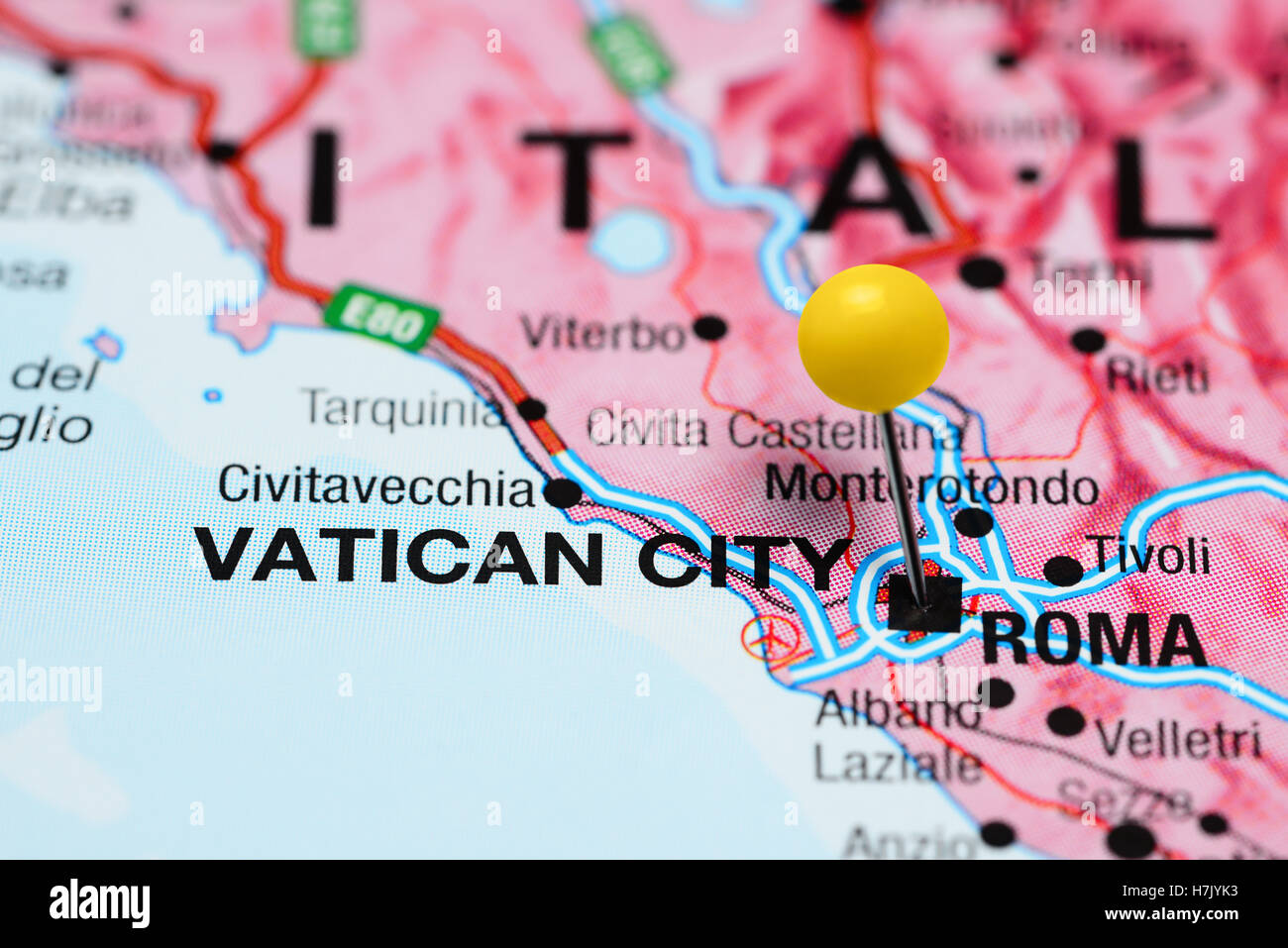 Vatican pinned on a map of Italy Stock Photo