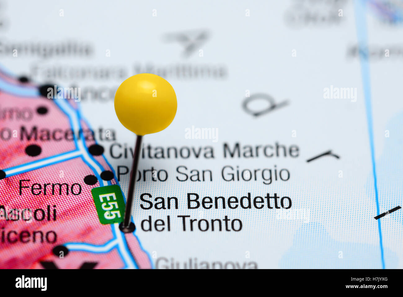 San Benedetto Italy Map San Benedetto Del Tronto Pinned On A Map Of Italy Stock Photo - Alamy