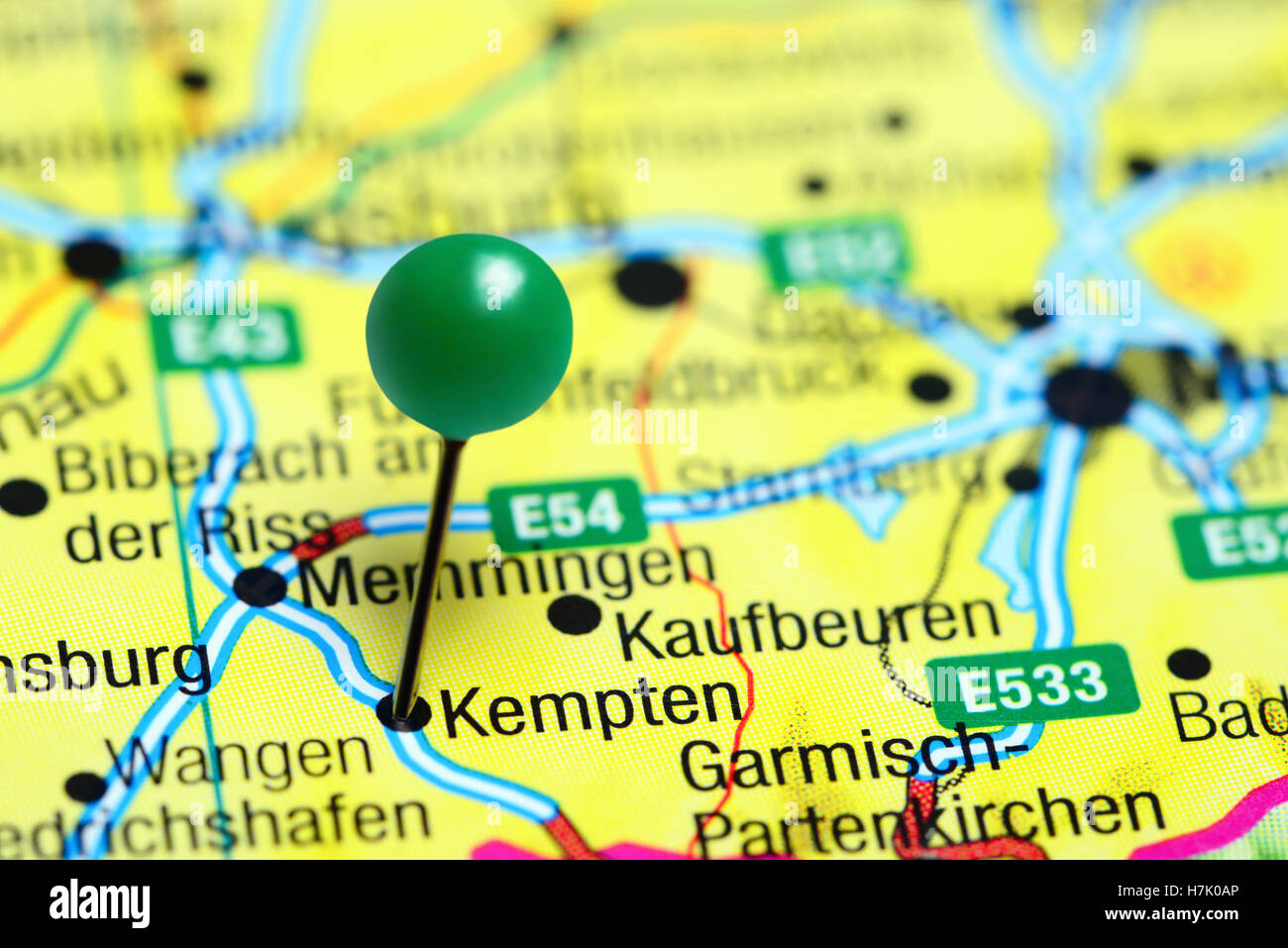 Kempten pinned on a map of Germany Stock Photo - Alamy