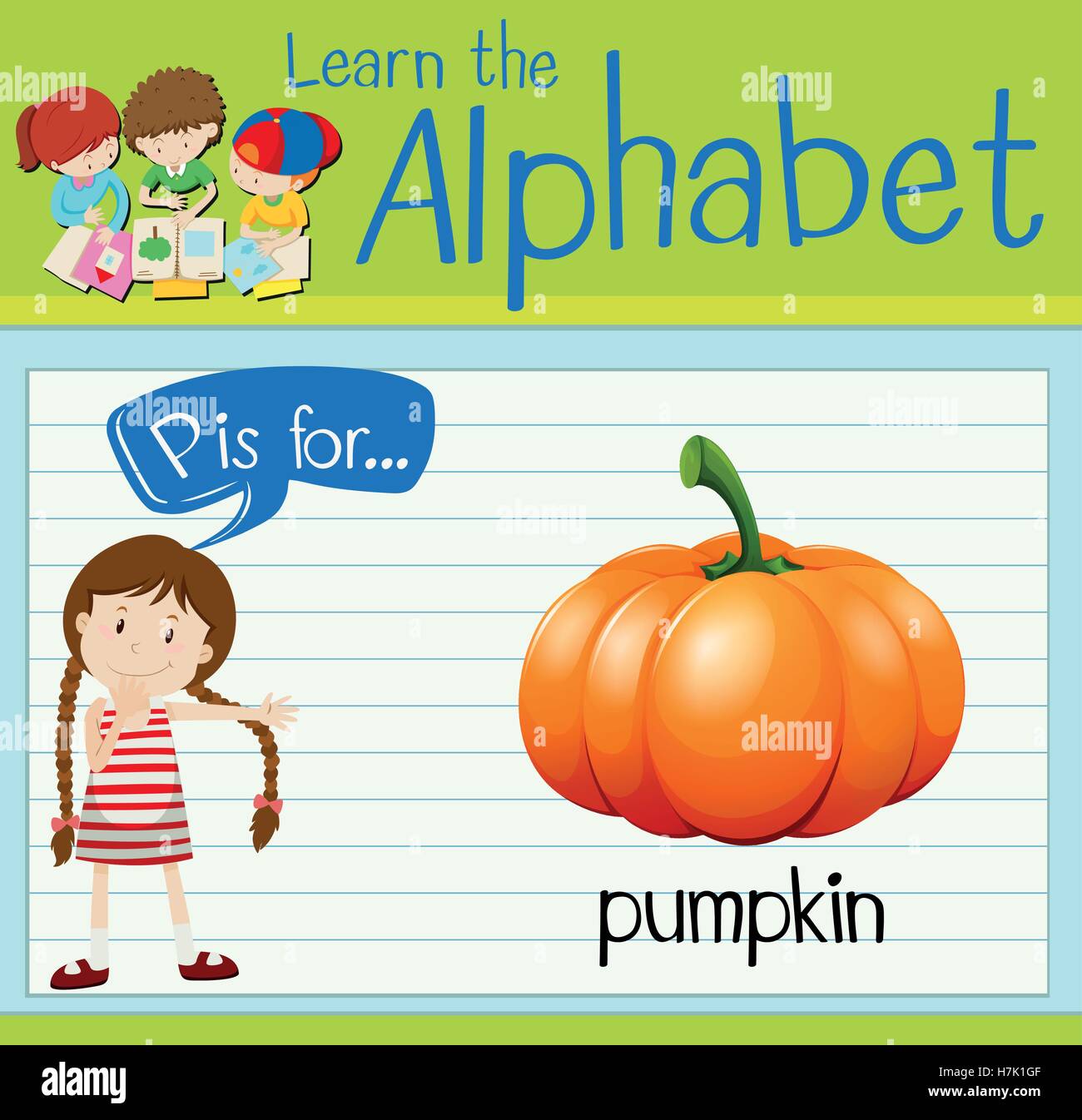 Flashcard alphabet P is for pumpkin illustration Stock Vector Image ...