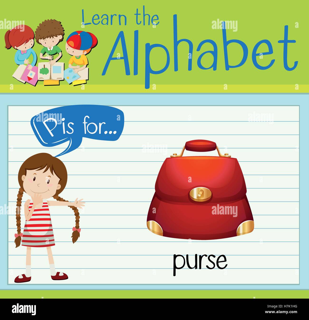 Flashcard alphabet P is for purse illustration Stock Vector Image & Art ...
