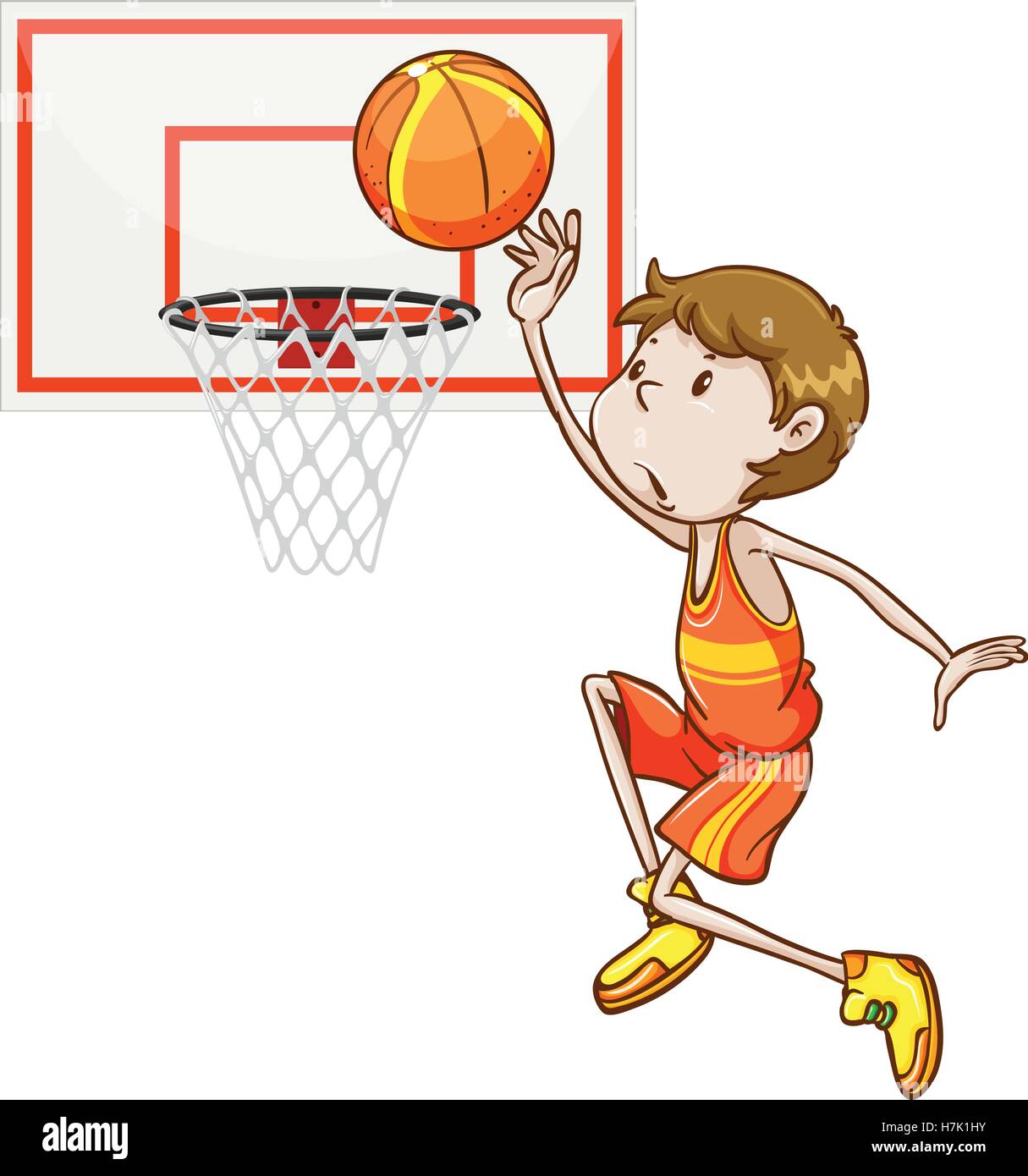 Man Shooting Basketball In The Hoop Illustration Stock Vector Image Art Alamy