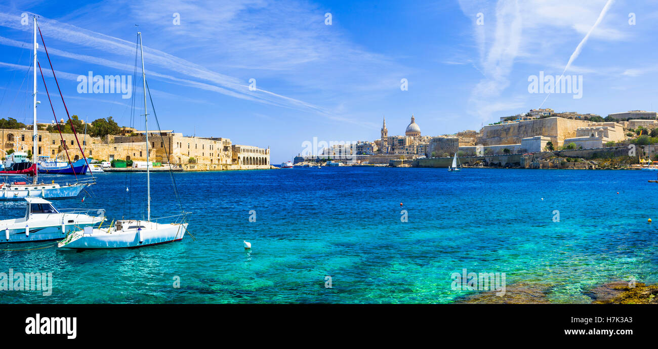 Malta island, view of Valletta from coastal side Stock Photo