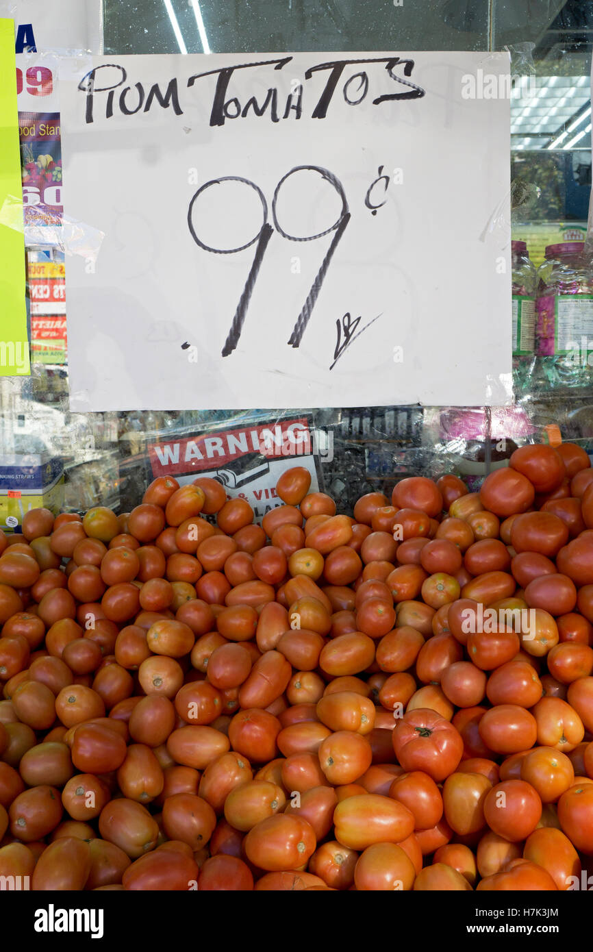 A sign at an Indian supermarket in Jackson Heights Queens New York with a misspelled word Stock Photo