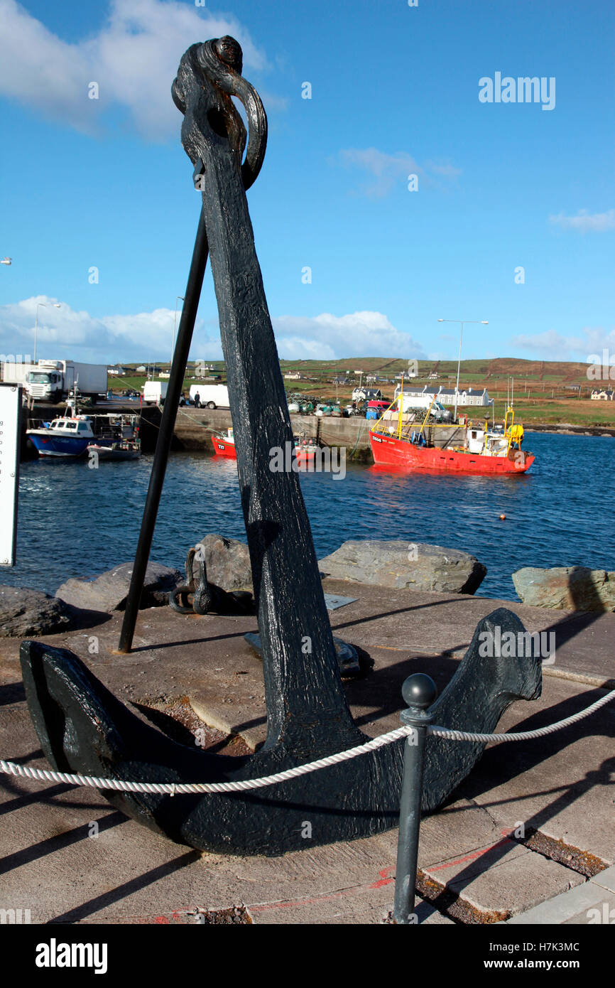 Anchor of the Crompton, an 1890s steel sailing barge which sank off Portmagee, Co. Kerry Stock Photo