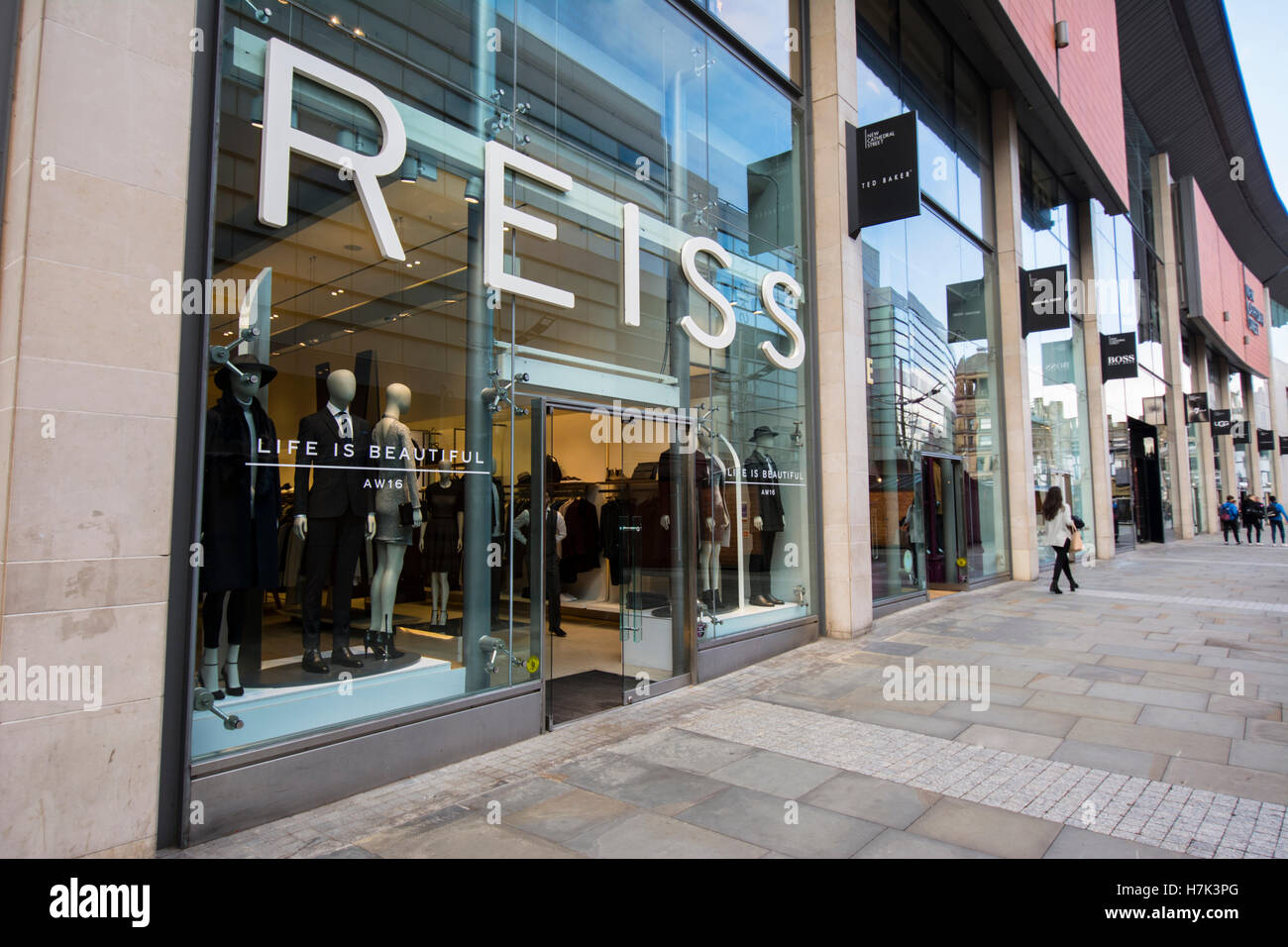 REISS iconic fashion clothing shop in Manchester Stock Photo - Alamy
