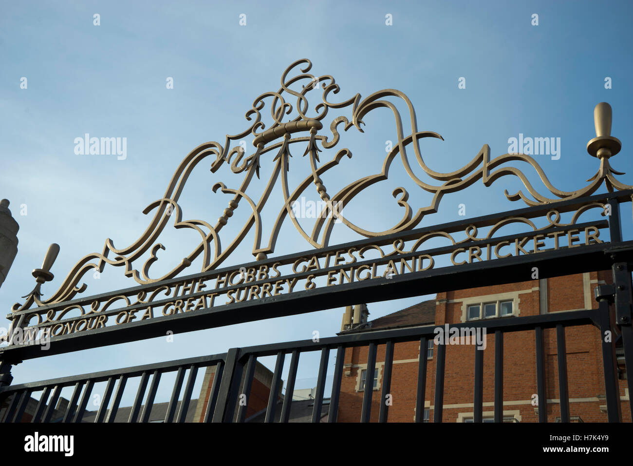 Hobbs Gate at the Kia Oval Surrey County Cricket Club stadium in London