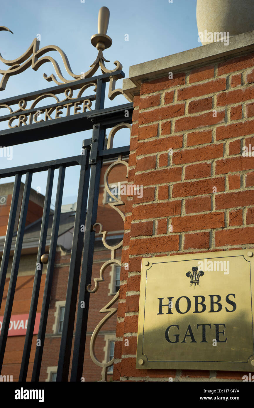 Hobbs Gate at the Kia Oval Surrey County Cricket Club stadium in London