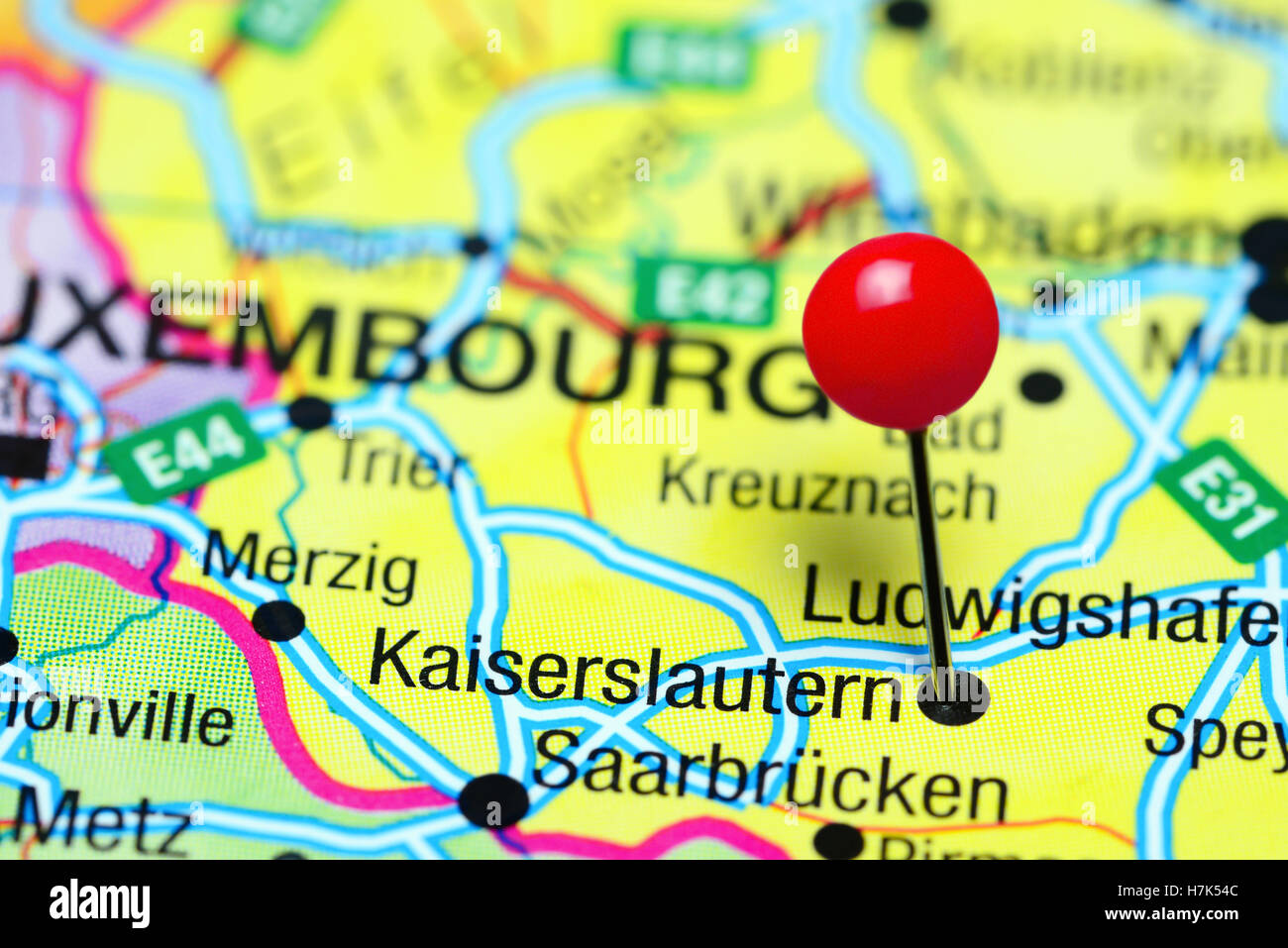 Kaiserslautern pinned on a map of Germany Stock Photo - Alamy