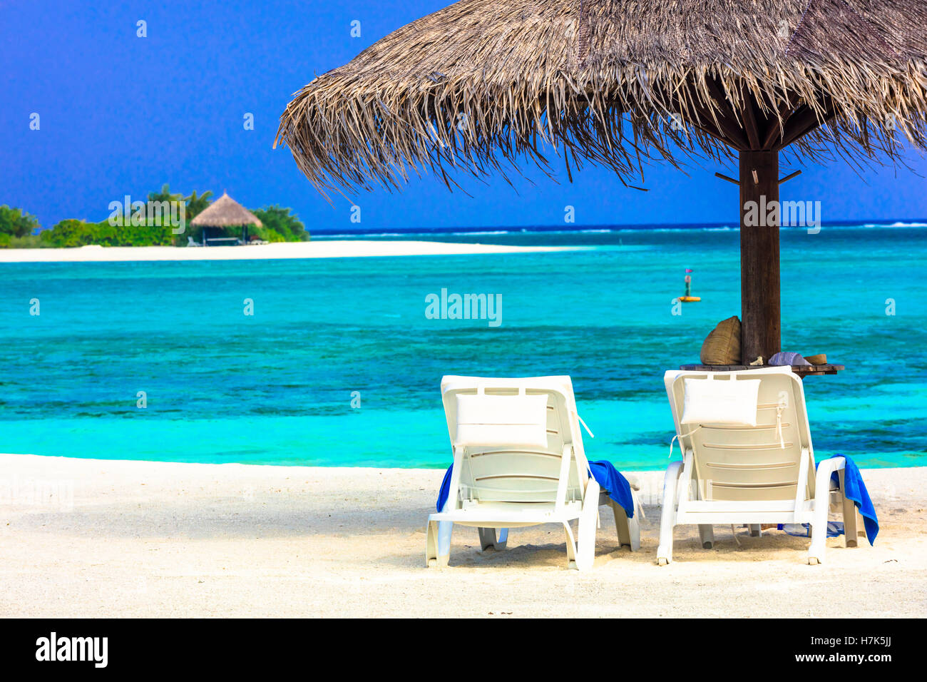 Tropical vacations - Maldives islands Stock Photo