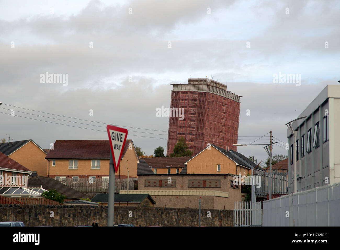 Red Road Flats Glasgow demolition of the highest flats in Europe Stock Photo