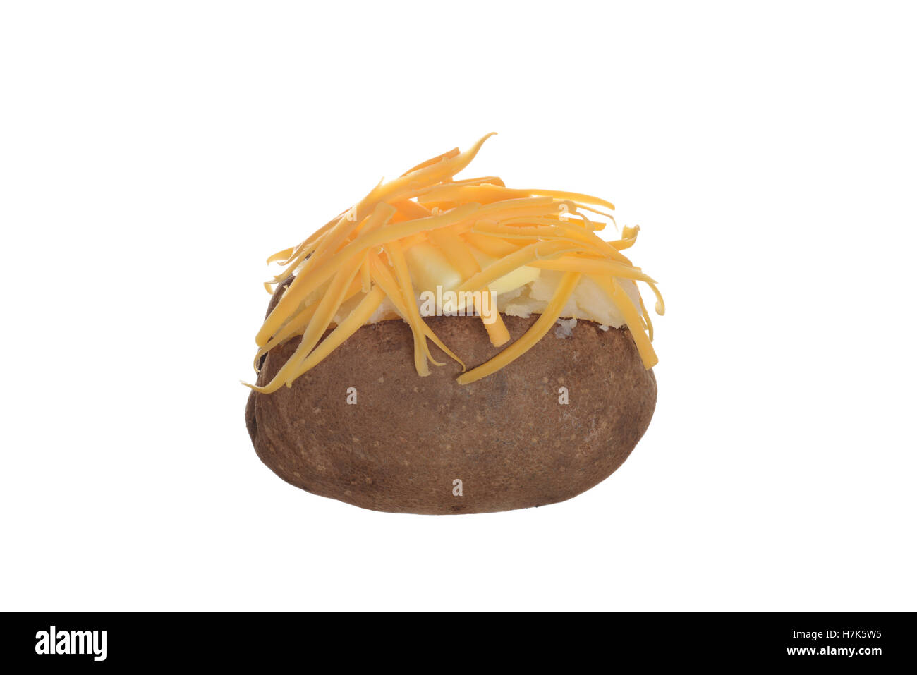 isolated baked potato with cheese and butter Stock Photo - Alamy
