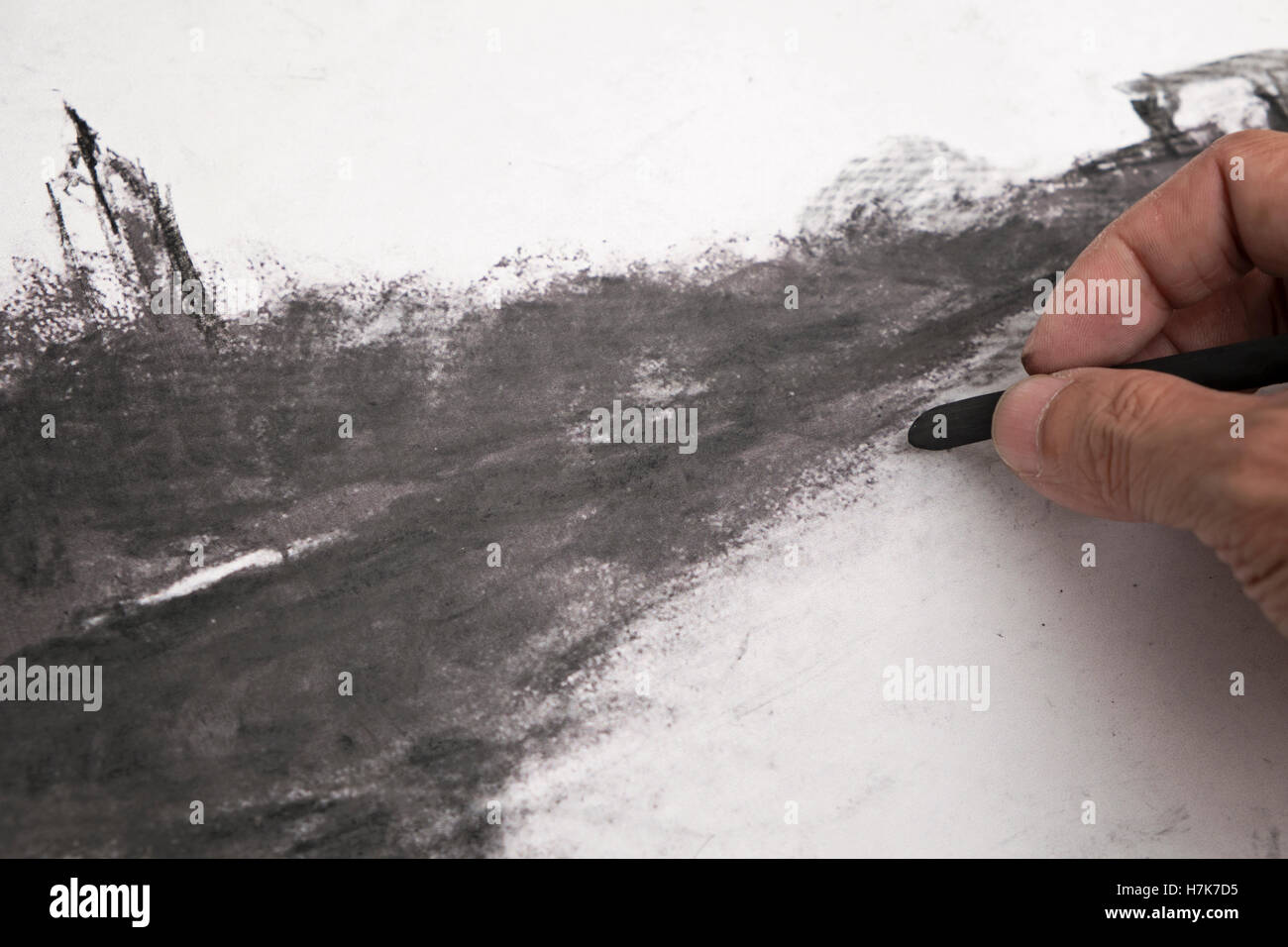 The charcoal artwork Stock Photo Alamy