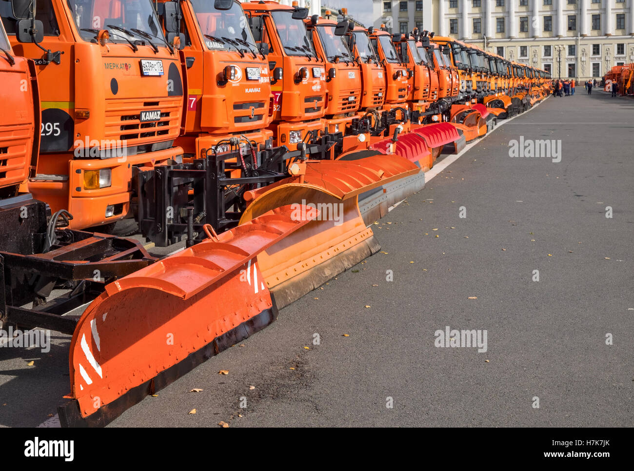 ST.PETERSBURG, RUSSIA - September 12: Parade of municipal cleaning trucks in Saint Petersburg, Russia on September 12, 2016 Stock Photo