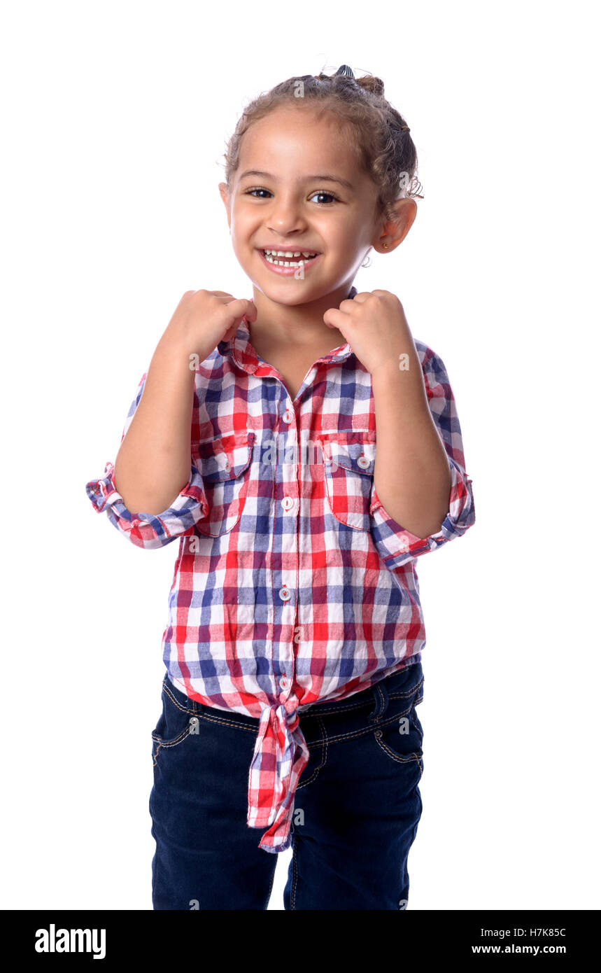 A Lovely Young Girl Posing for Photo Isolated on White background Stock ...