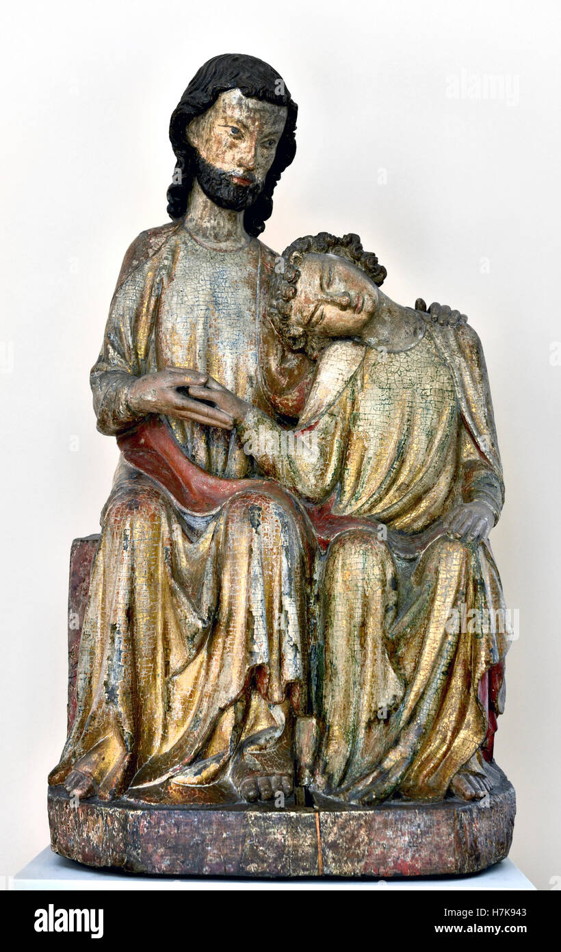 John the Apostle Resting on the Bosom of Christ 1310 Bodenseegebiet - Lake Constance region German Germany Stock Photo