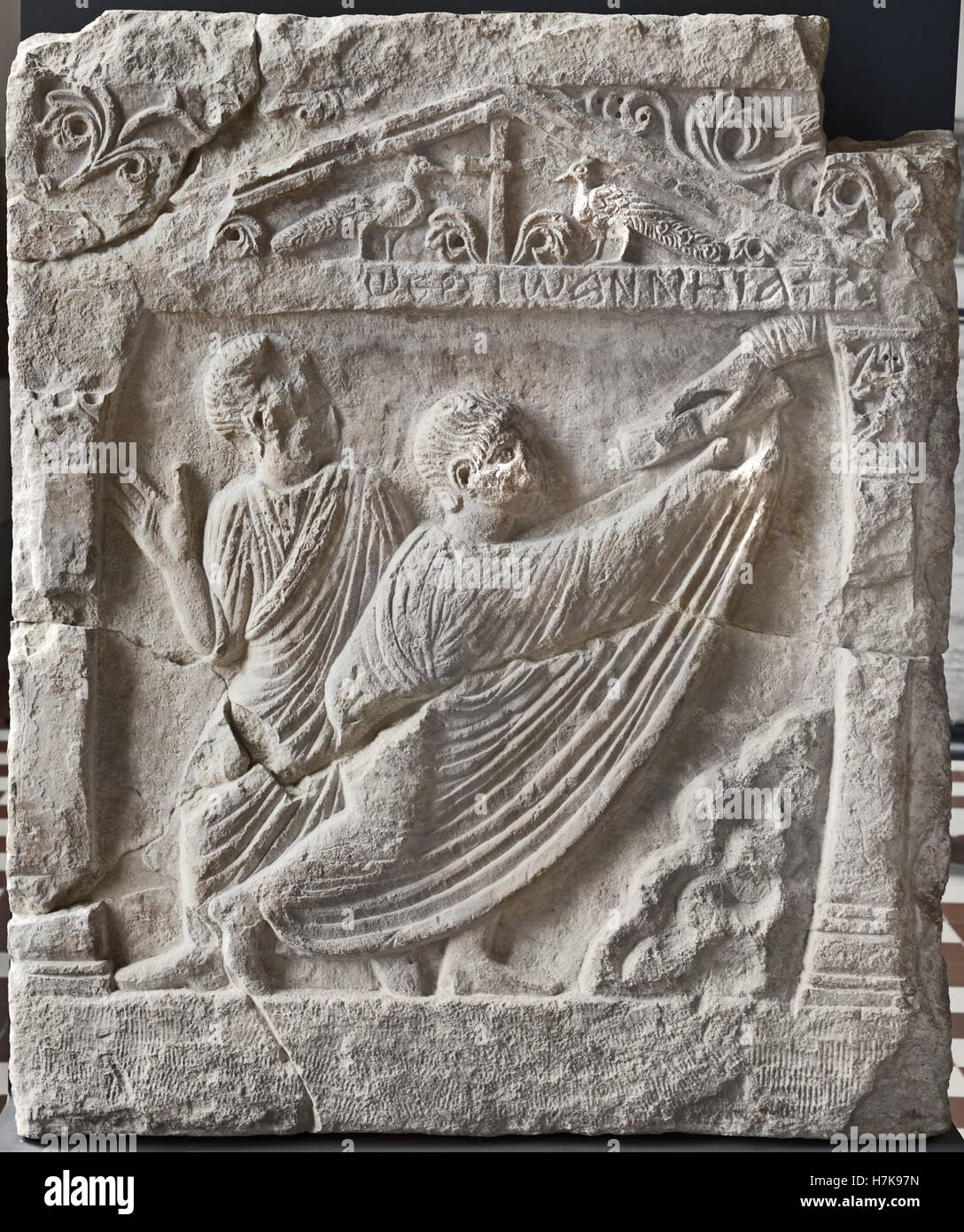 Relief from the Pseudo Sarcophages of the Physican John ( moses relief ) 5th Century Constantinople - Istanbul  Turkey Turkish ( Episodes the calling of Moses at Mount Horeb ) Stock Photo