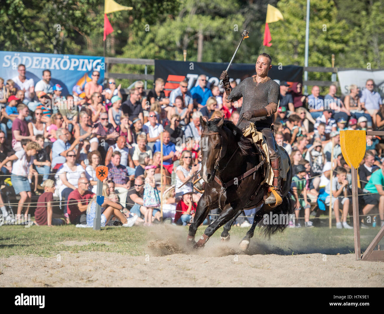 Söderköpings Gästabud, a medieval festival with medieval style tournament is an annual event since 2006 in Söderköping, Sweden Stock Photo