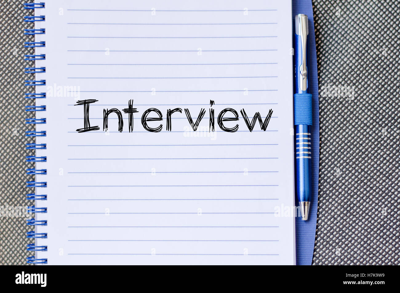 Interview text concept write on notebook Stock Photo