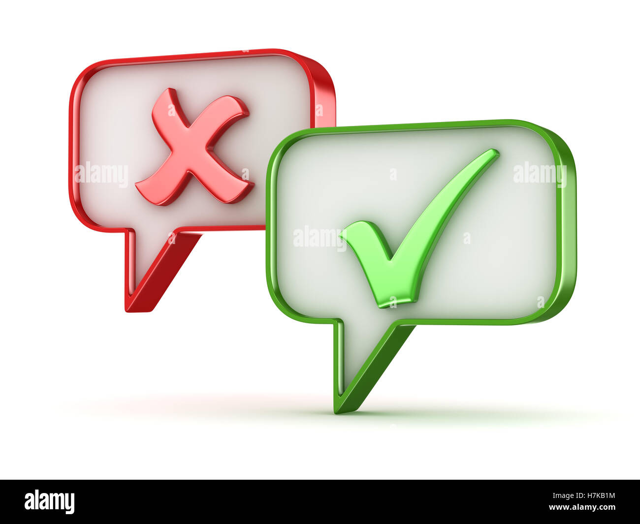 Yes - No speech bubbles , This is a 3d rendered computer generated image. Isolated on white. Stock Photo