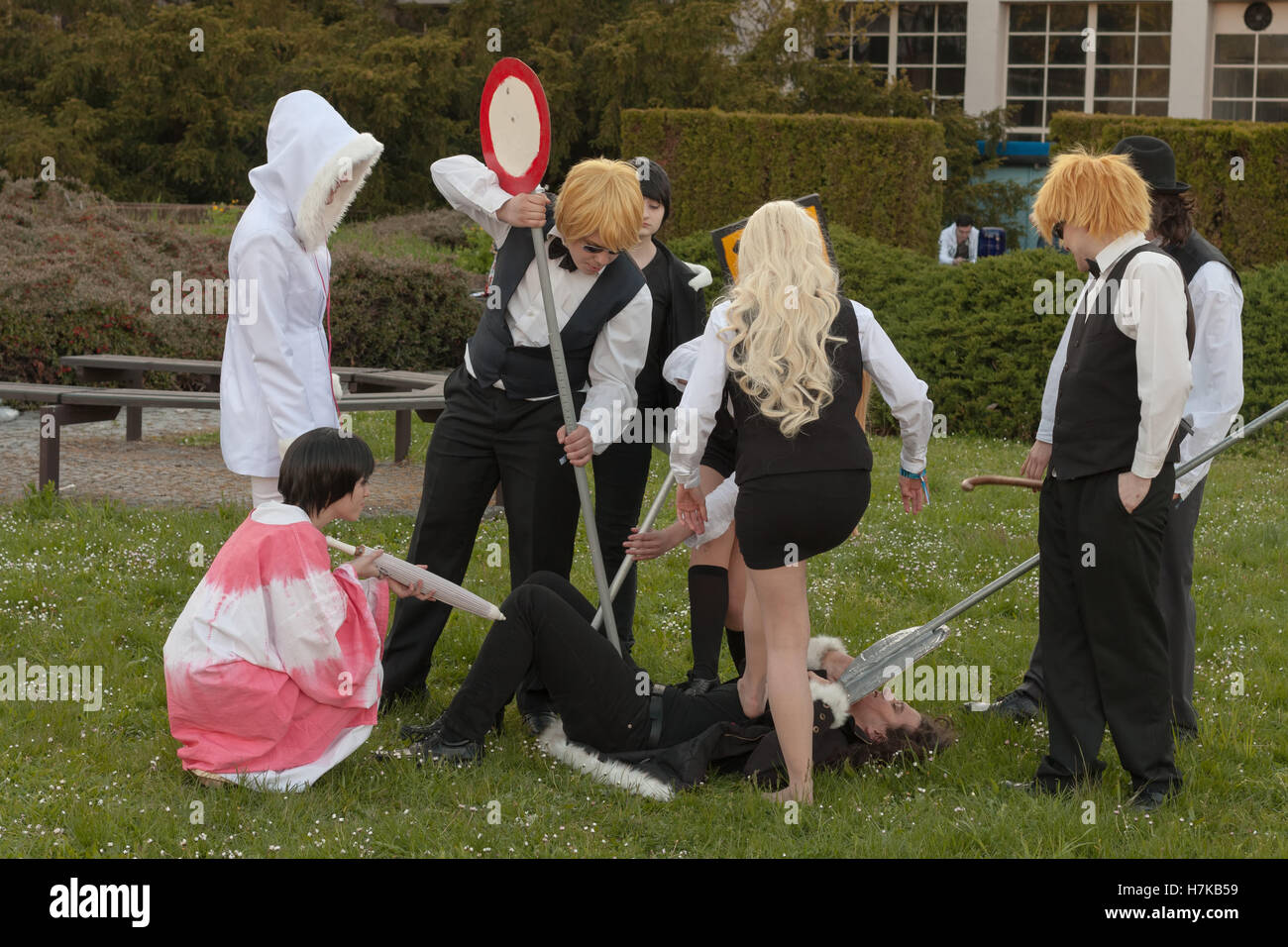 BRNO, CZECH REPUBLIC - APRIL 30, 2016: Group of cosplayers poses at Animefest, anime convention on April 30, 2016 Brno Stock Photo - Alamy BRNO, CZECH REPUBLIC - APRIL 30, 2016: Group of cosplayers poses at Animefest, anime convention on April 30, 2016 Brno Stock Photo - Alamy