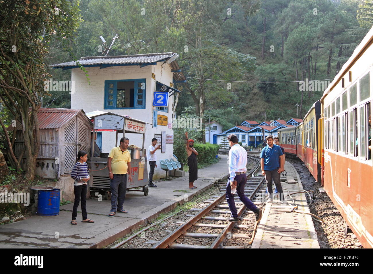 Barog station, Kalka-Shimla Railway, Himachal Pradesh, India, Indian subcontinent, South Asia Stock Photo