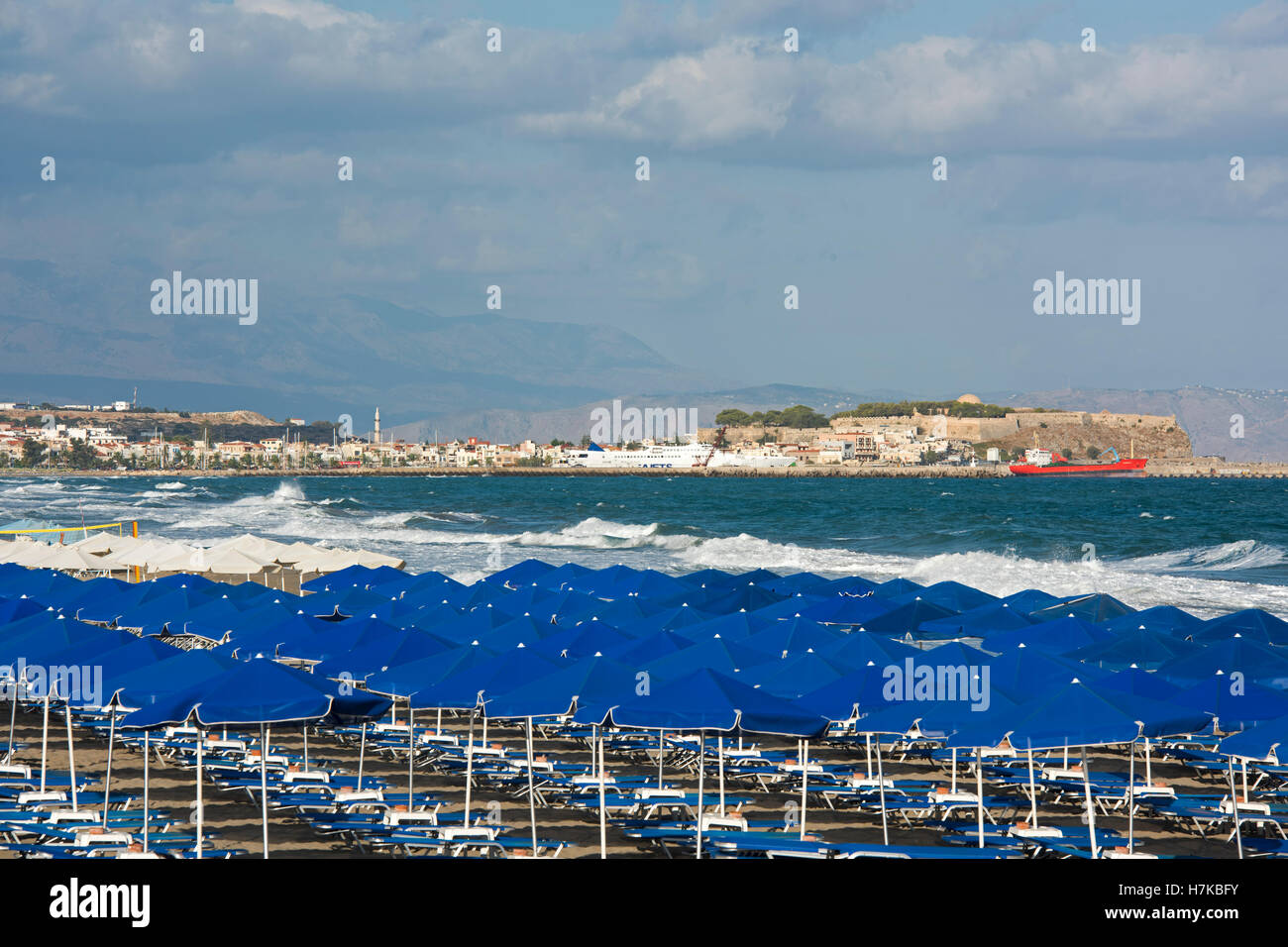 Griechenland, Kreta, Rethymno, östlicher Stadtstrand Stock Photo