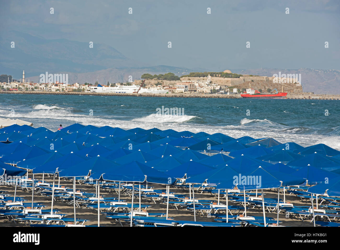 Griechenland, Kreta, Rethymno, östlicher Stadtstrand Stock Photo