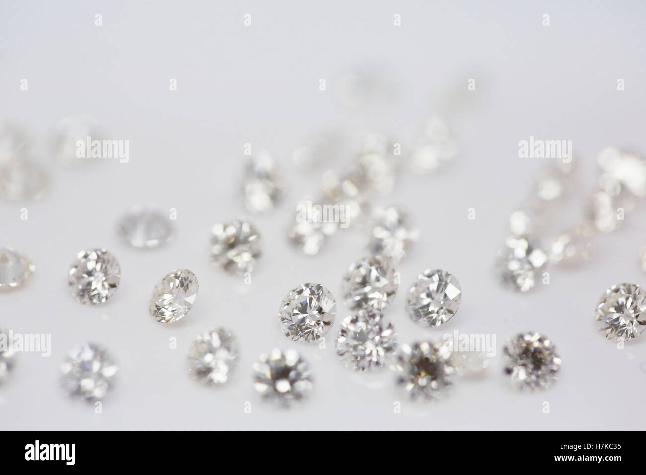 Loose round natural diamonds Stock Photo