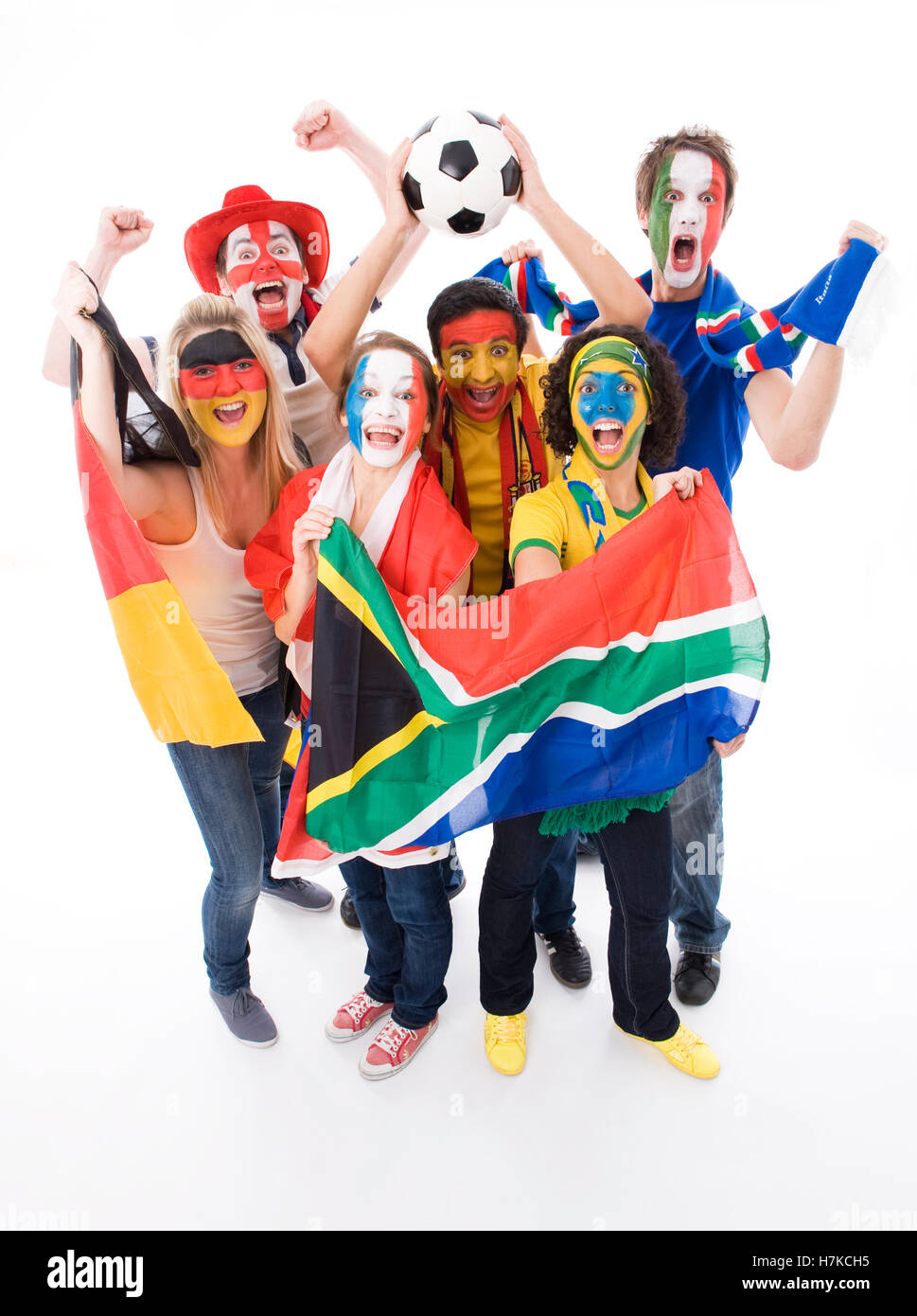 International soccer fans, soccer ball Stock Photo Alamy