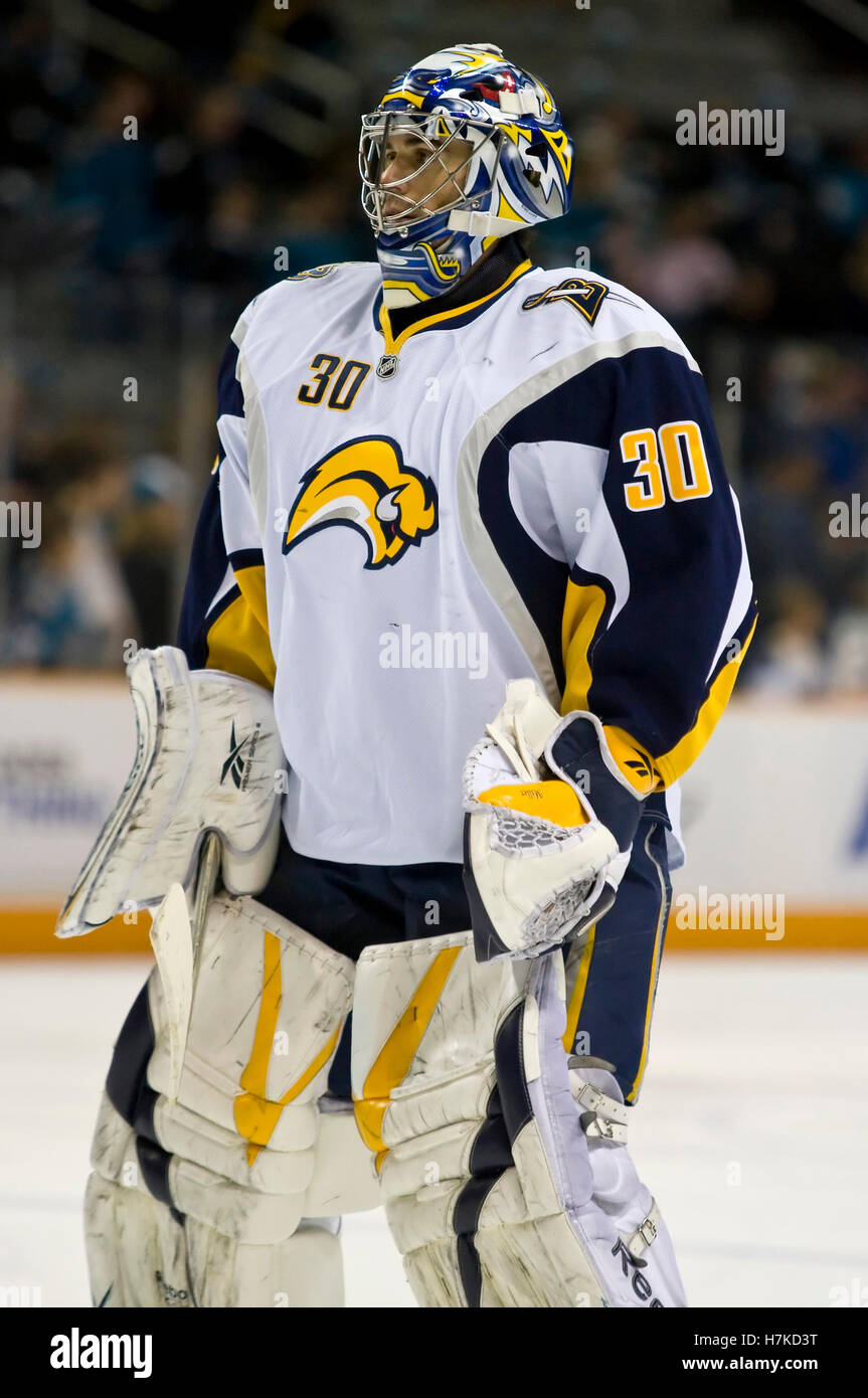 January 23, 2010; San Jose, CA, USA; Buffalo Sabres goalie Ryan Miller (30) before the game