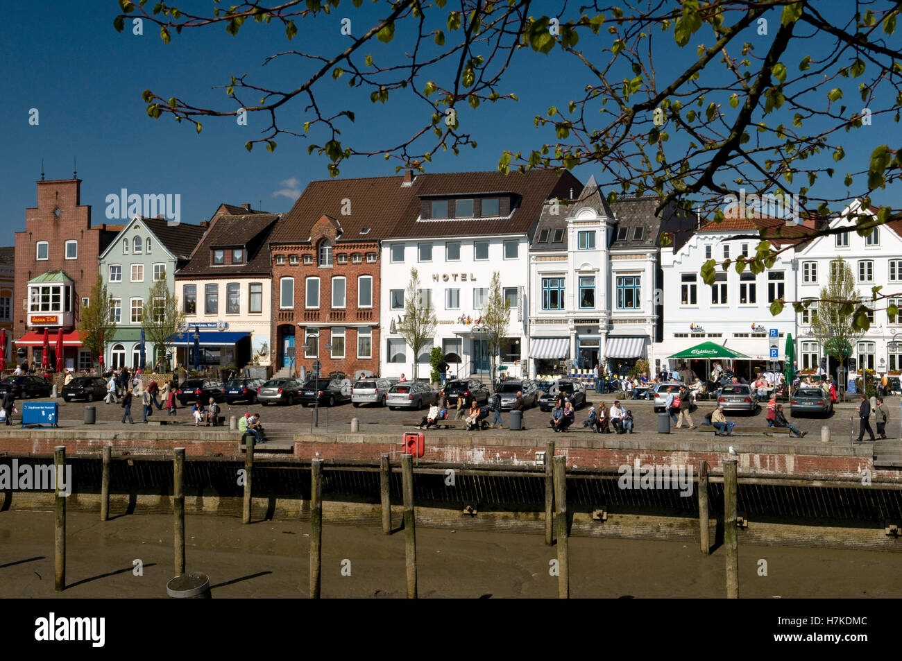 Inland harbour, Husum, North Friesland, Schleswig-Holstein Stock Photo