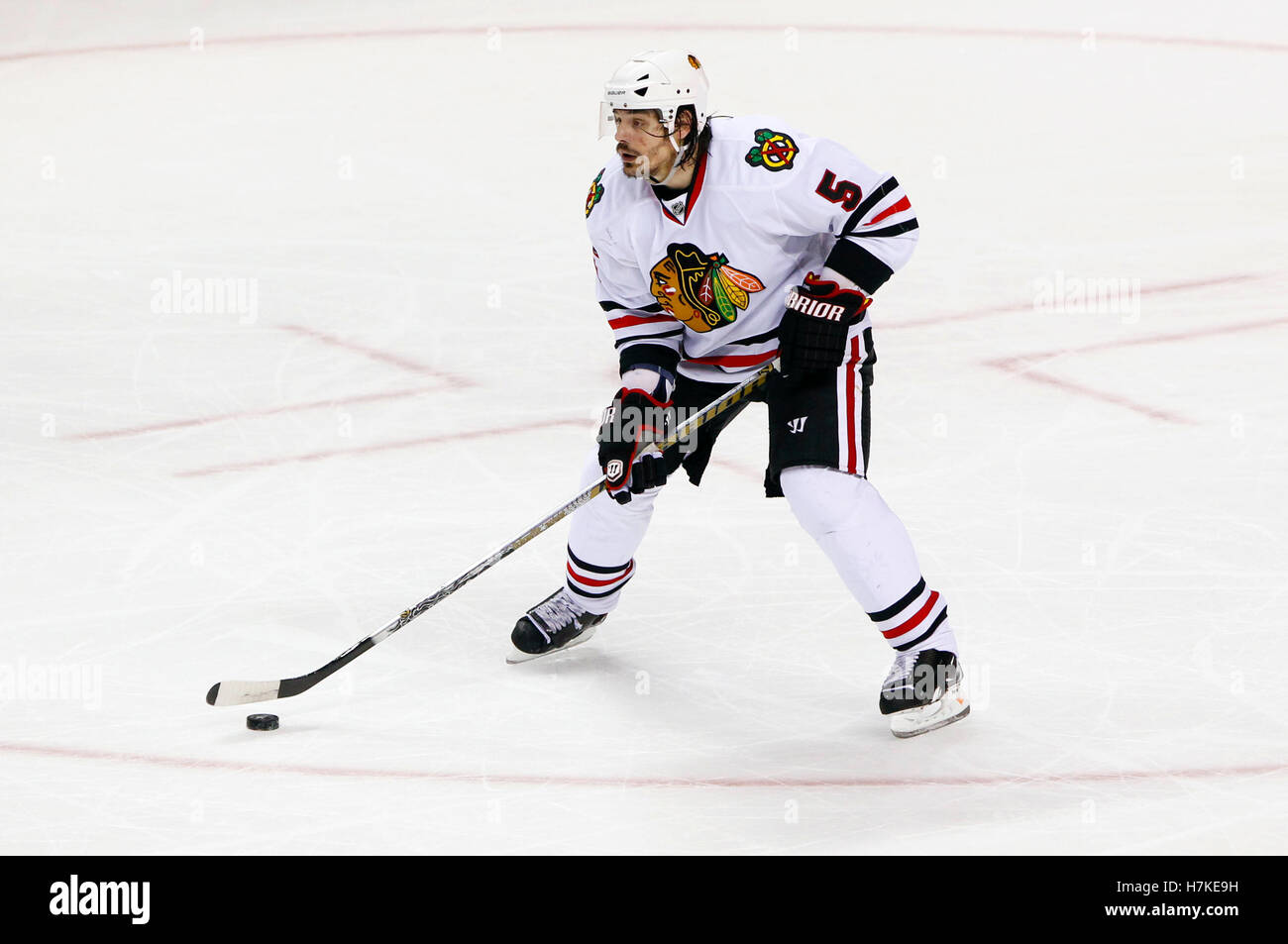 May 16, 2010; San Jose, CA, USA;  Chicago Blackhawks defenseman Brent Sopel (5) during the second period of game one of the western conference finals of the 2010 Stanley Cup Playoffs against the San Jose Sharks at HP Pavilion.  Chicago defeated San Jose 2-1. Stock Photo