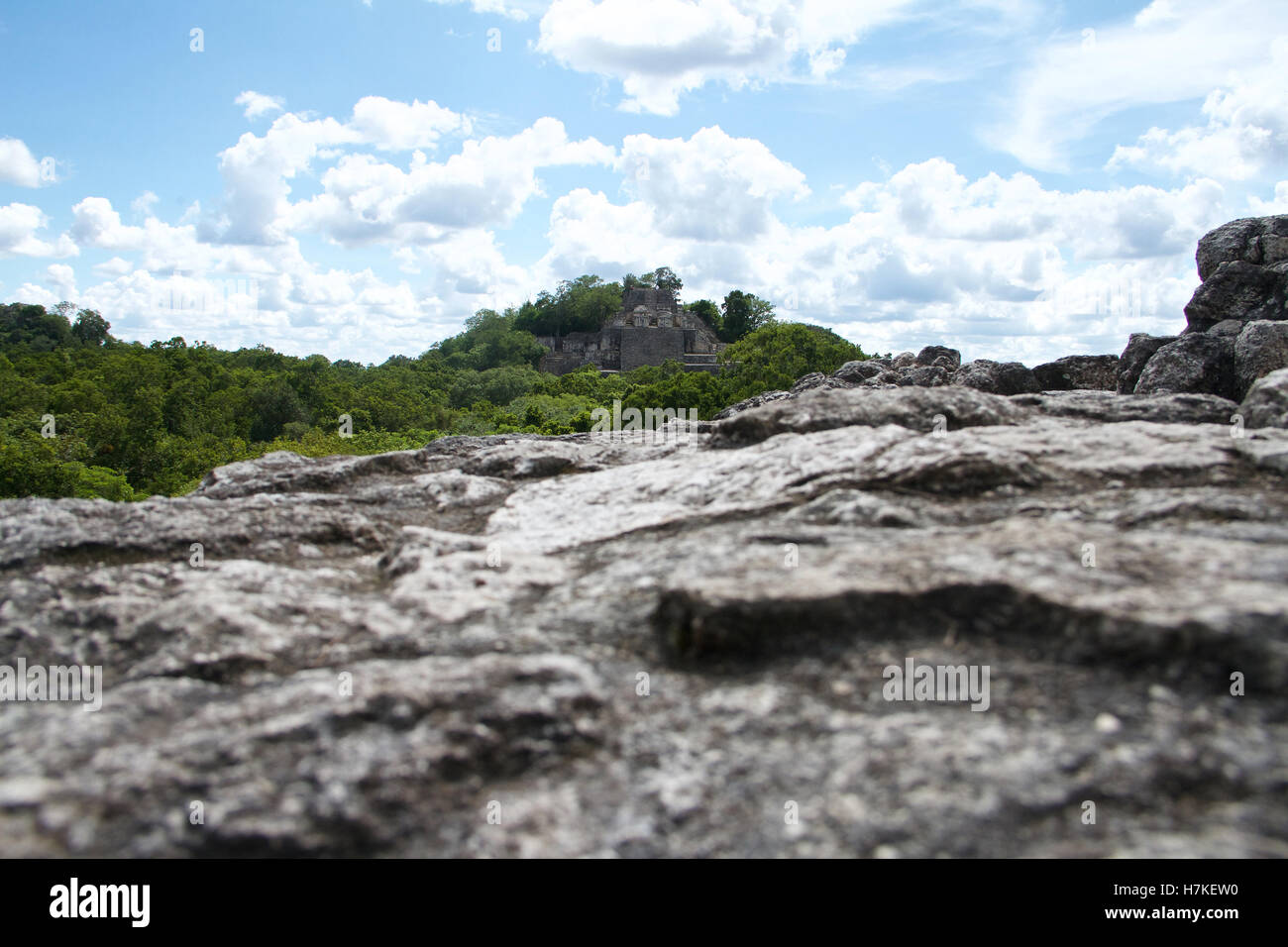 Calakmul Mayan city pyramid ruins Stock Photo