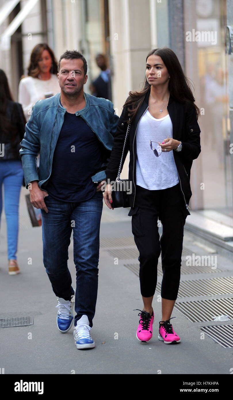 Lothar Matthaus and his wife Anastasia Klimko seen shopping and having  lunch in Via Montenapoleone Featuring: Lothar Matthaus, Anastasia Klimko,  Lothar Matthäus Where: Milan, Italy When: 05 Oct 2016 Credit: IPA/WENN.com  **Only