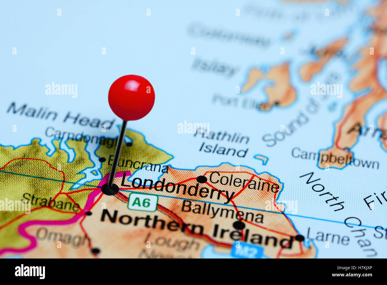 Londonderry Pinned On A Map Of Northern Ireland Stock Photo Alamy   Londonderry Pinned On A Map Of Northern Ireland H7KJXP 