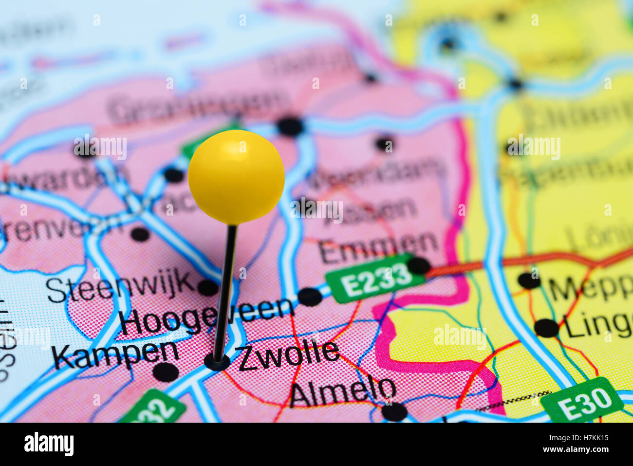 Zwolle pinned on a map of Netherlands Stock Photo Alamy