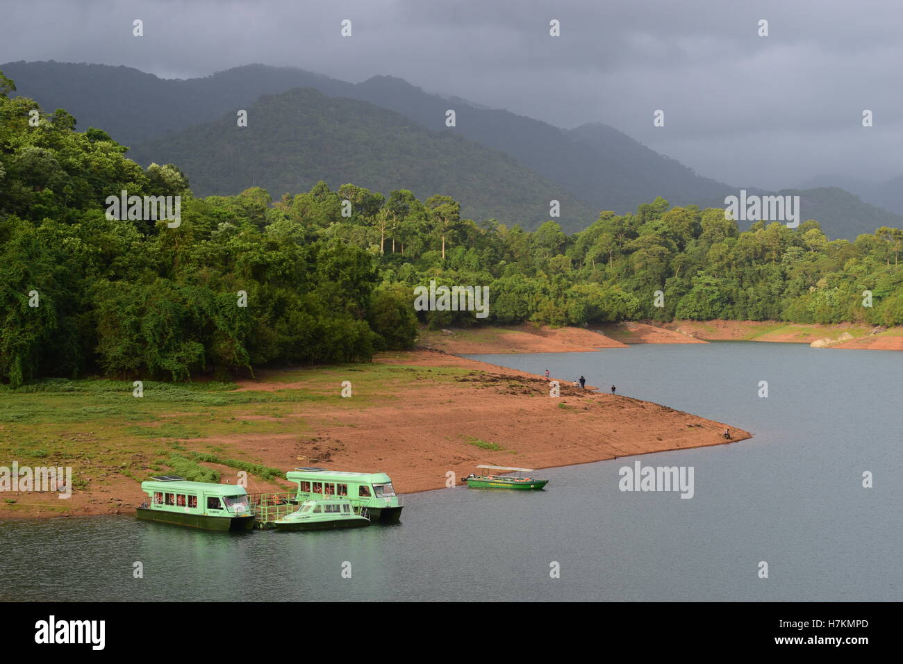 Thenmala Boating in Reservoir Thenmala Eco tourism in Kollam District of Kerala India Stock Photo