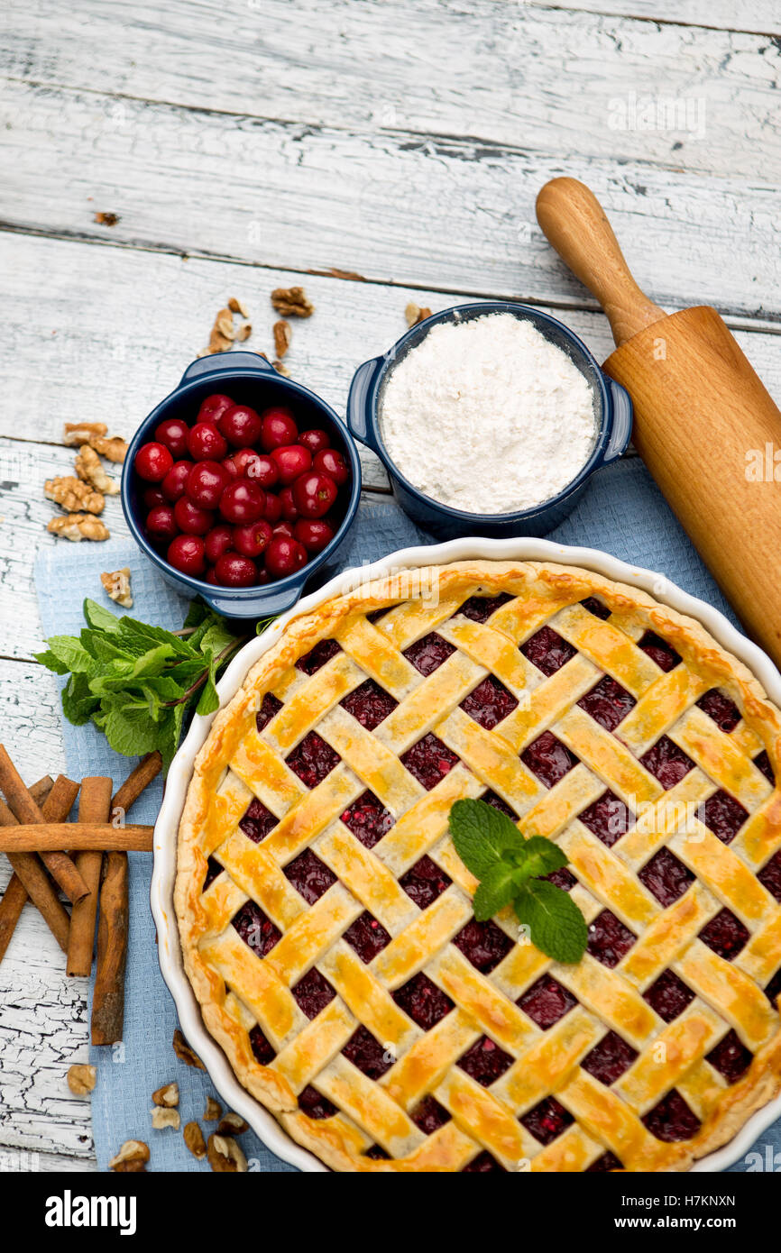 Homemade cherry pie Stock Photo - Alamy
