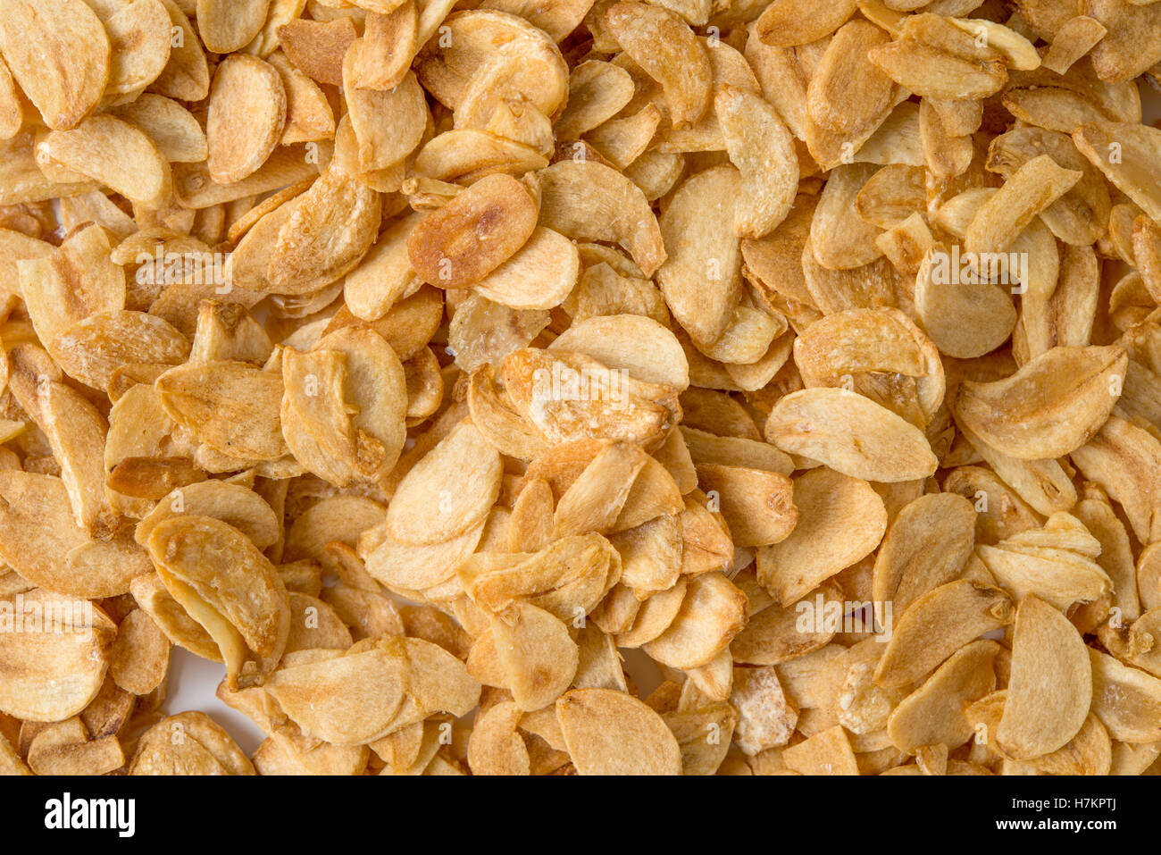 fried garlic background Stock Photo