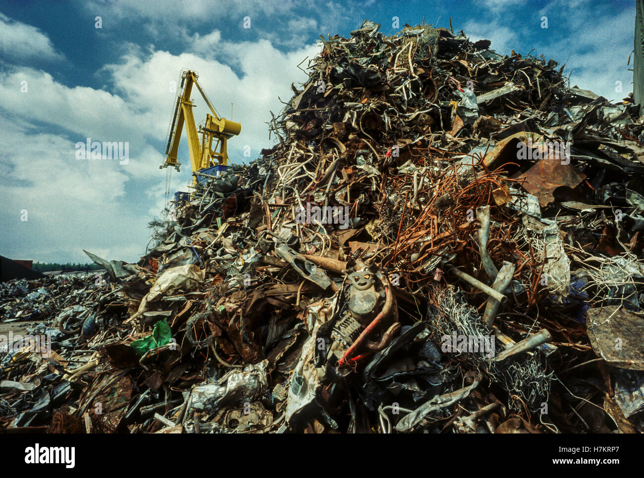 Scrap metal on a  recycling yard in the Port of Nürnberg, Germany. Stock Photo