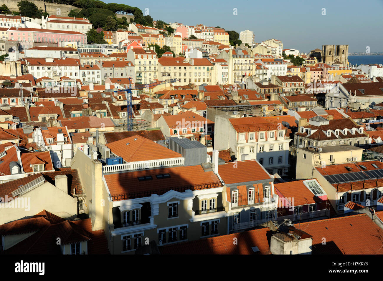 Town and Cathedral Santa Maria Maior of Lisbon, Tagus river, Alfama ...