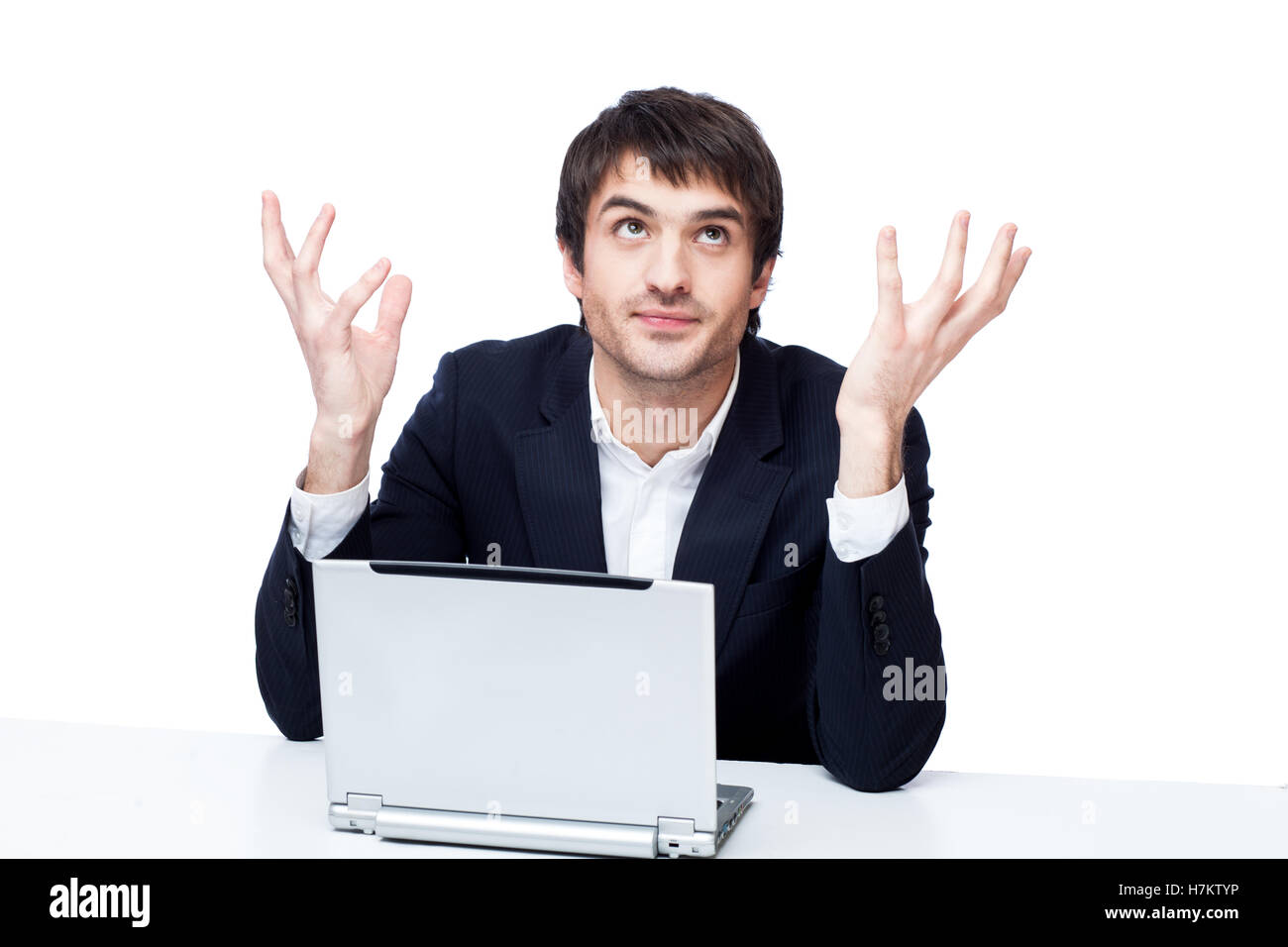 Tired businessman at work Stock Photo