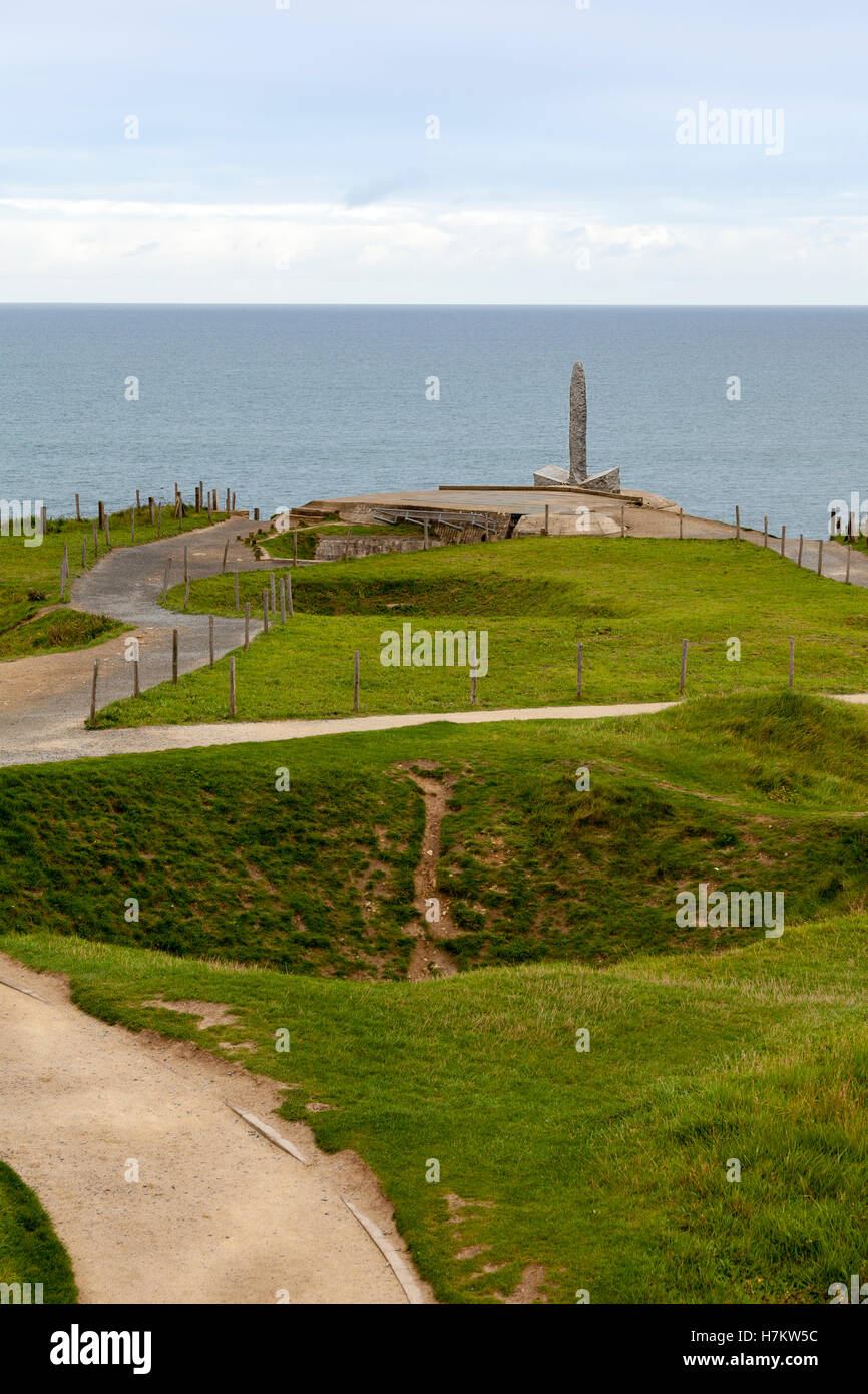 The Normandy Beach memorial at Pointe Du Hoc, Normandy, France. Stock Photo