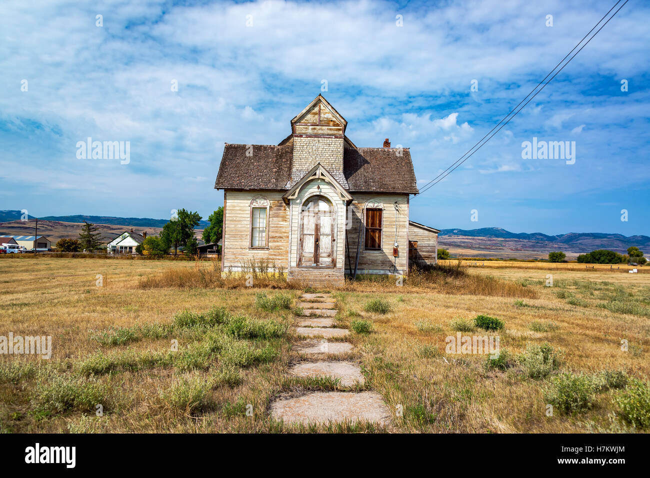Old abandoned house in the small town of Ovid, Idaho Stock Photo