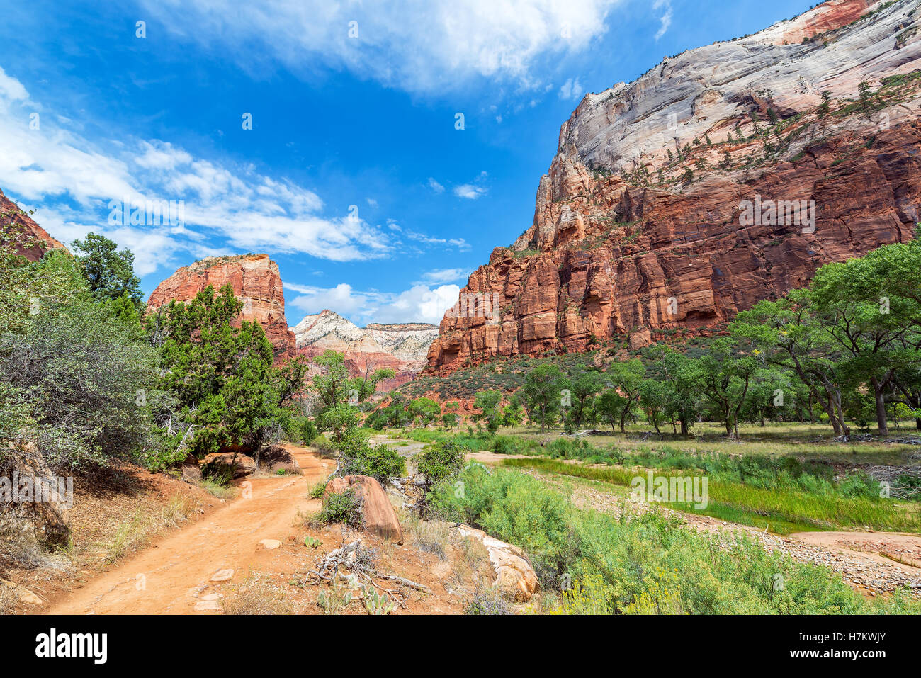Hiking Trail leading to Angel's Landing in Zion National Park, Utah Stock Photo