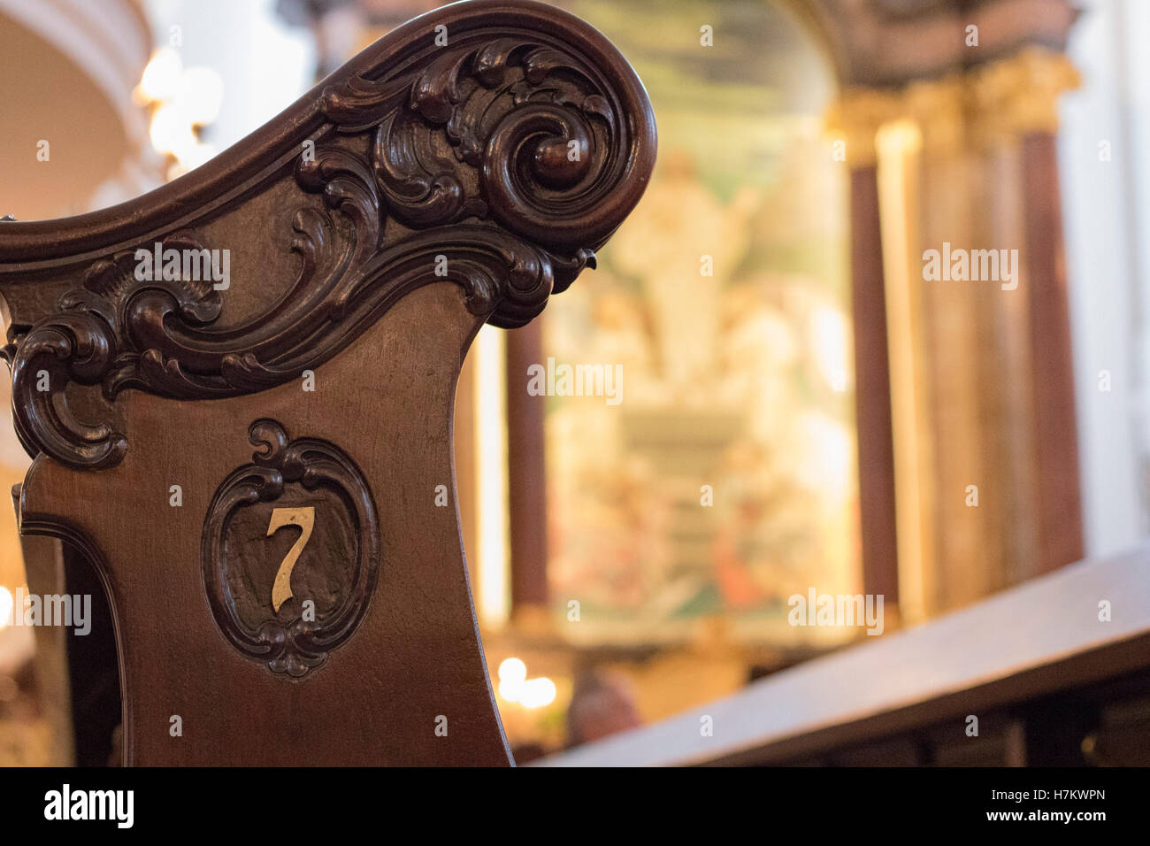 Pew number seven from inside the Church of Saint Michael in Hamburg, Germany Stock Photo Alamy