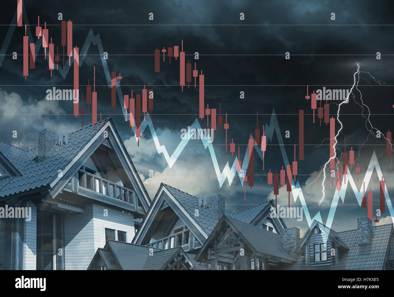Real Estate Market Going Down Concept Illustration Stock Photo Alamy