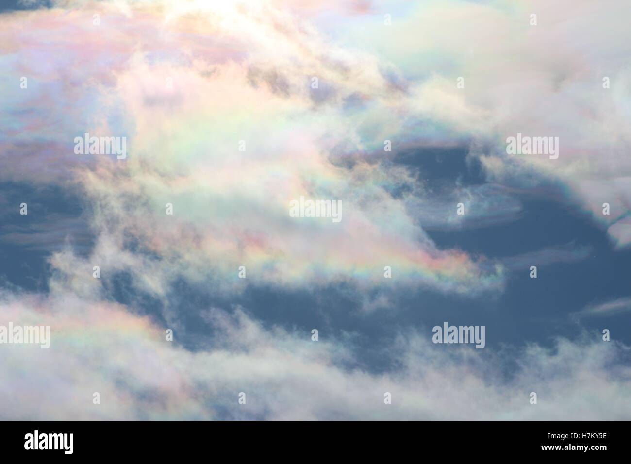 Iridescent Rainbow Clouds Stock Photo